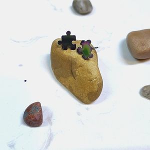 Stainless steel puzzle studs multicolored small